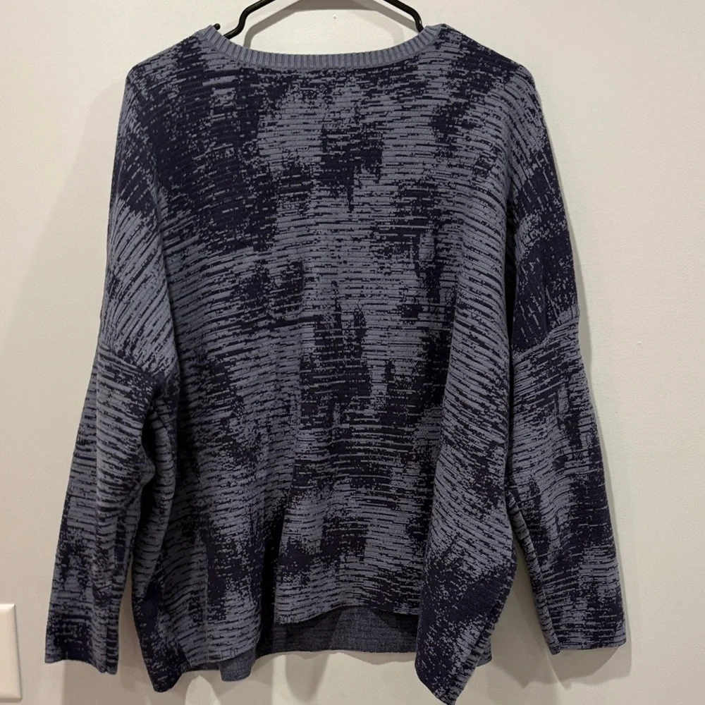 MarlaWynne Blue  Textured Crew Neck Sweater